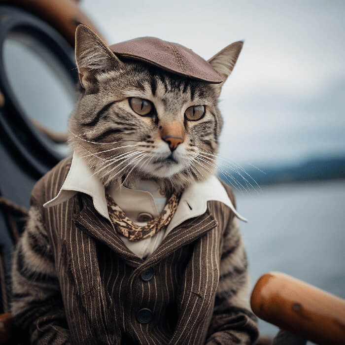 Gentlecat on a boat